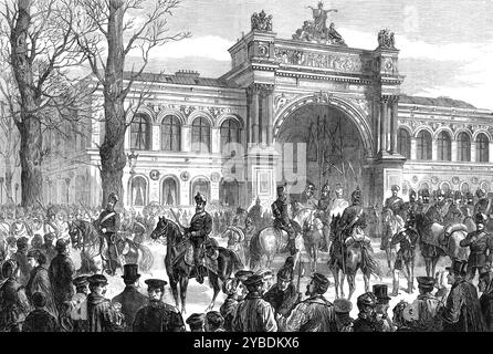 Die Deutschen in Paris: Das Palais de l'Industrie, 1871. Deutsch-Französischer Krieg. "Eine weitere Soldateneinheit... nahm das leere Palais de l'Industrie in Besitz, das von den bayerischen Truppen besetzt werden sollte". Aus Illustrated London News, 1871. Stockfoto