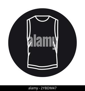 Ärmelloses T-Shirt mit schwarzer Linie. Signieren Sie für Webseite, mobile App, Schaltfläche, Logo. Schaltfläche Vektorisoliert. Bearbeitbare Kontur. Stock Vektor