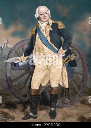 Benjamin Lincoln, amerikanischer Offizier, 19. Jahrhundert. Lincoln (1733–1810) war ein Generalmajor der Kontinentalarmee während des Amerikanischen Unabhängigkeitskrieges (1775–1783). (Farbiger Schwarzweiß-Druck). Stockfoto