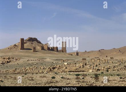 Das Tal der Gräber, Palmyra, Syrien. Oase von Tadmor, 2001. Necroplis in der antiken Stadt Palmyra. Foto vor dem syrischen Bürgerkrieg. Stockfoto