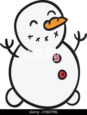Niedliche handgezeichnete Schneemann-Illustration für Weihnachten Stock Vektor