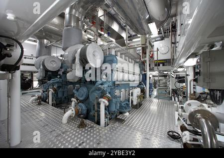 Motorraum für Superyachten Stockfoto