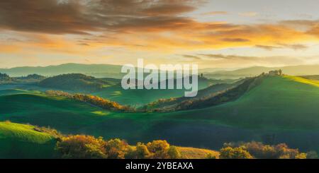 Herbstliche Landschaft auf Kreta Senesi, Asciano, Provinz Siena, Toskana. Italien, Europa. Stockfoto