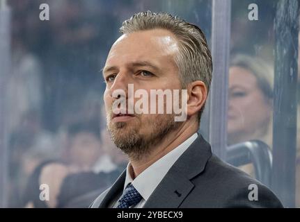 Max Kaltenhauser (Chef-Trainer / Interims-Trainer, EHC Red Bull München). GER, EHC Red Bull München gegen Augsburger Panther, Eishockey, DEL, 10. Spieltag, Saison 2024/2025, 18.10.2024. Foto: Eibner-Pressefoto/Heike Feiner Stockfoto