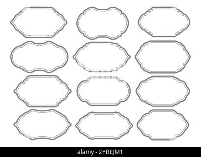 Outline Vintage Label oder Emblem Set. Isolierte rückwirkende Begrenzungs- oder Rahmenelemente Stock Vektor