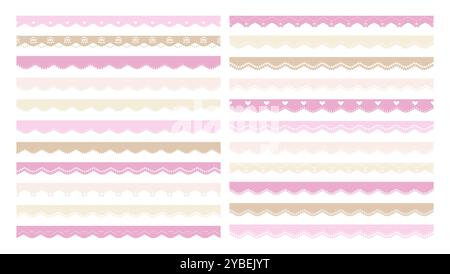 Isoliert In Pastellfarben Gezogene Papierrahmen- Oder Border Divider Collection Stock Vektor