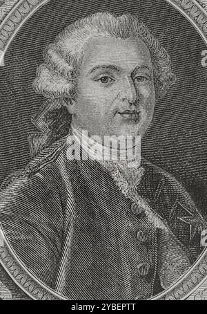 Louis Auguste Le Tonnelier de Breteuil (1730-1807), Baron de Breteuil. Französischer Diplomat und Staatsmann. Hochformat. Stich von Pannemaker. "Geschichte der Französischen Revolution". Band I, 1876. Stockfoto