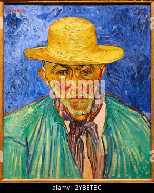 Porträt eines Bauern (Patience Escalier), 1888, Vincent Van Gogh (1853-1890), Poets & Lovers Exhibition, National Gallery, London, Großbritannien. Stockfoto