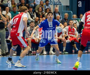 Gummersbach, Deutschland. Oktober 2024. Giorgi Tskhovrebadze (VfL Gummersbach, #19) VfL Gummersbach - ThSV Eisenach, 18.10.2024, Handball Daikin HBL Handball Bundesliga, 7. Spieltag Credit: dpa/Alamy Live News Stockfoto