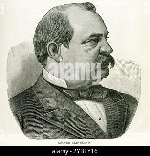 Grover Cleveland (1837–1908) war von 1885-1889 bis 1893 bis 1897 22. Und 24. Präsident der Vereinigten Staaten. Er ist der einzige Präsident, der zwei nicht aufeinanderfolgende Amtszeiten innehatte. Stockfoto