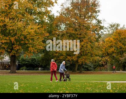 Herbstszenen im Euromast Park, Rotterdam, Niederlande zwei Frauen spazieren durch den Euromast Park, umgeben von Herbstlaub, Rotterdam, Niederlande am 18. Oktober 2024. Hedayatullah Amid / Rotterdam Niederlande Copyright: XMatrixxImagesx/xHedayatullahxAmidx Stockfoto