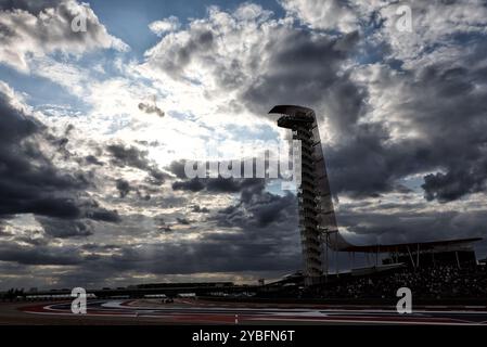 Austin, USA. Oktober 2024. Schwache Lichtverhältnisse. Formel-1-Weltmeisterschaft, Rd 19, großer Preis der Vereinigten Staaten, Freitag, 18. Oktober 2024. Circuit of the Americas, Austin, Texas, USA. Quelle: James Moy/Alamy Live News Stockfoto