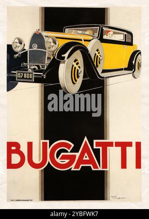 Vintage Automobile Advertising Poster, von René Vincent, 1920er: Bugatti Stockfoto