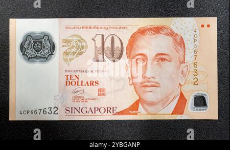 Singapur 10-Dollar-Banknote auf der Vorderseite Stockfoto