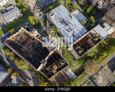 Feuerruine der ehemaligen Malzfabrik Niedersedlitz Stockfoto