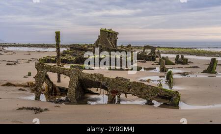 Das Schiffswrack von ST Pasages zwischen Ballasalla und Sartfield, Michael, Isle of man, Europa Stockfoto