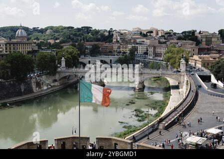 Rom, Italien, 18. August 2016: Blick auf Rom von Castel Sant Angelo ein bewölkter Sommertag in Europa Stockfoto