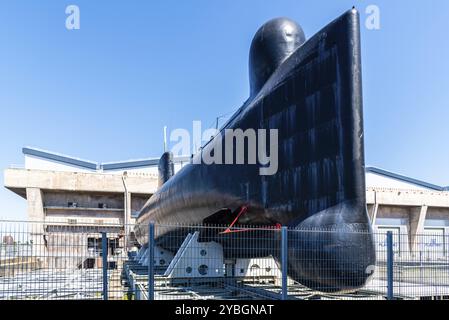 Lorient, Frankreich, 3. August 2018: U-Boot-Basis Keroman. Es war ein deutscher U-Boot-Stützpunkt in Lorient während des Zweiten Weltkriegs Stockfoto