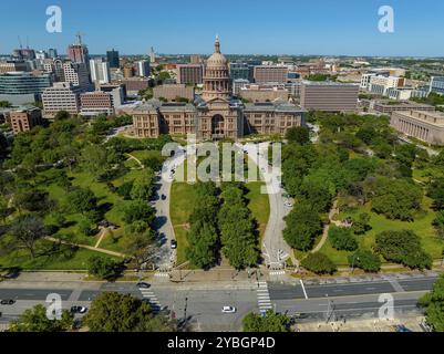 Aus der Vogelperspektive des Texas State Capitol Building in Austin, Texas Stockfoto