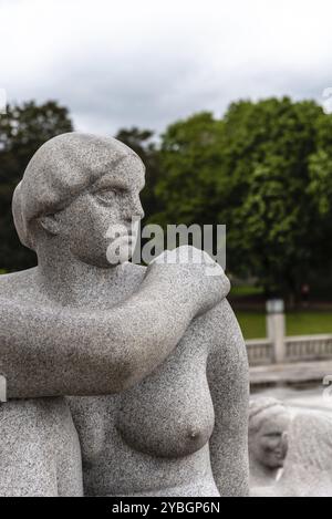 Oslo, Norwegen, 11. August 2019: Skulptur von Gustav Vigeland im Frogner Park, einem berühmten öffentlichen Park in Oslo, Europa Stockfoto