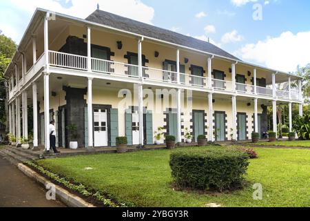 Haus, Residenz, Kolonialstil, Sir Seewoosagur Ramgoolam Botanical Garden, SSR Botanical Garden, auch Pamplemousses Botanical Garden, Botanical gar Stockfoto