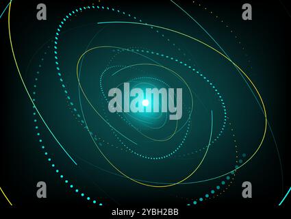 Abstrakter Hintergrund mit grünen und gelben Strichkreisen Elemente, Stock Vektor Stock Vektor