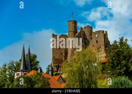 Reisen Sie entlang der Landesgrenze zwischen Hessen und Thüringen im wunderschönen Eichsfeld zum Schloss Hanstein bei Bornhagen - Thüringen - Deutsch Stockfoto