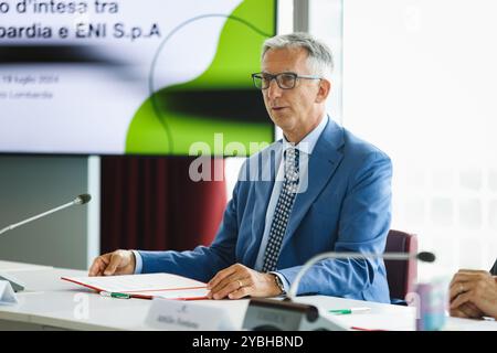 Mailand, Italien. Juli 2024. Giuseppe Ricci nimmt am 19. Juli 2024 an der Unterzeichnung des Memorandum of Understanding zwischen Regione Lombardia und Eni Spa im Palazzo Lombardia in Mailand Teil (Foto: Alessandro Bremec/NurPhoto). Quelle: NurPhoto SRL/Alamy Live News Stockfoto