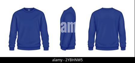 Stilvolle dunkelblaue Sweatshirts Mockup Vektor Illustrationen Set Stock Vektor