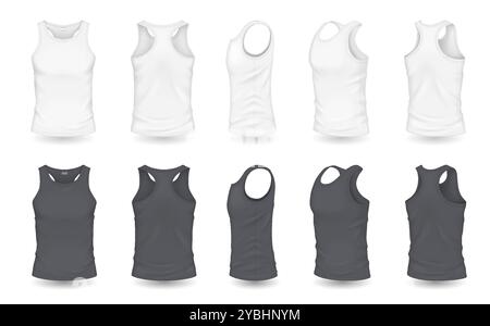 Herren-Tanktops mit realistischem Illustrationsset Stock Vektor