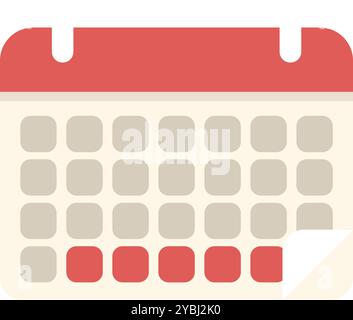 Rote Kalenderseite mit Woche und markierten Daten für Geschäftstreffen oder Urlaubsplanung Stock Vektor