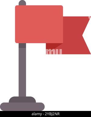 Rote leere Flagge, die auf einem Metallmast winkt, perfekte Vektorillustration für Projekte im Zusammenhang mit Marketing, Werbung oder Geschäft Stock Vektor