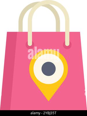 Rosafarbene Einkaufstasche mit dem Standort für örtliches Marketing und Werbung Stock Vektor