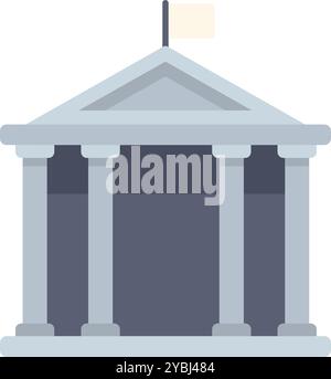 Regierungsgebäude mit Säulen und einer hochgezogenen Flagge, die Demokratie und bürgerliches Engagement repräsentiert Stock Vektor