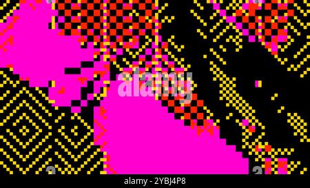 Abstraktes geometrisches Retro-8-Bit-Pixel-Hintergrunddesign Stockfoto