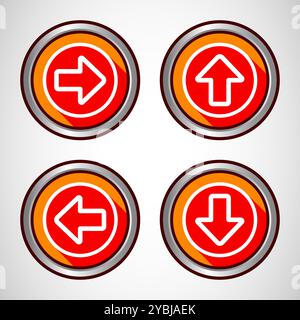 Symbol „Rechts-, Links-, Aufwärts-, Abwärtspfeil“ Design Illustration, Pfeilschild Für Apps Und Websites, Schaltflächendesign Stock Vektor