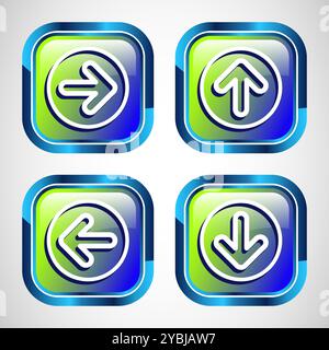 Symbol „Rechts-, Links-, Aufwärts-, Abwärtspfeil“ Design Illustration, Pfeilschild Für Apps Und Websites, Schaltflächendesign Stock Vektor