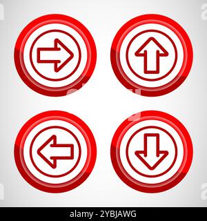 Symbol „Rechts-, Links-, Aufwärts-, Abwärtspfeil“ Design Illustration, Pfeilschild Für Apps Und Websites, Schaltflächendesign Stock Vektor