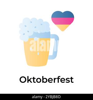 Erstaunliche und einzigartige Ikone des oktoberfestes im trendigen Design-Stil, Bierglasvektor Stock Vektor