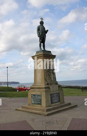 Captain Cook Statue in Whitby, Yorkshire, Großbritannien Stockfoto