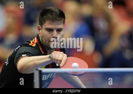 Linz, Österreich. Oktober 2024. LINZ, ÖSTERREICH - 19. OKTOBER: Dimitrij Ovtcharov von Deutschland während der Tischtennis-Europameisterschaft am 19. Oktober 2024 in Linz, Österreich.241019 SEPA 19 116 - 20241019 PD3914 Credit: APA-PictureDesk/Alamy Live News Stockfoto