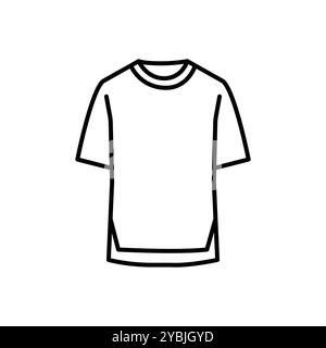 Lang geschnittenes T-Shirt in Schwarz. Signieren Sie für Webseite, mobile App, Schaltfläche, Logo. Schaltfläche Vektorisoliert. Bearbeitbare Kontur. Stock Vektor