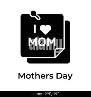 Das einzigartige und trendige Mothers Day Icon Design, i love Mom on Haftnotizen Stock Vektor