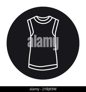 Ärmelloses (Tanktop) T-Shirt mit schwarzer Linie. Signieren Sie für Webseite, mobile App, Schaltfläche, Logo. Schaltfläche Vektorisoliert. Bearbeitbare Kontur. Stock Vektor