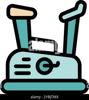 Dieses stilisierte Symbol zeigt ein Heimtrainer, das oft in Fitnessstudios oder zu Hause zu finden ist, und symbolisiert aktives Leben und Wohlbefinden Stock Vektor