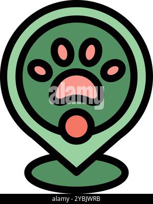 Grüne Pinnnadel mit dem Symbol für Tierpfoten, ideal für Apps und Websites mit Haustieren Stock Vektor