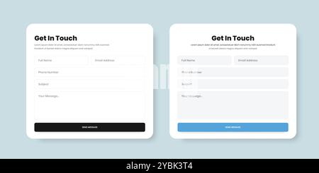 Minimalistisches Pop-up-Design für Nachrichten oder Kontaktformulare mit zwei Varianten Stock Vektor