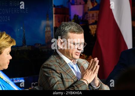 RIGA, Lettland. Oktober 2024. Dmytro Kuleba, ehemaliger Außenminister der Ukraine, während der Rigaer Konferenz 2024. Quelle: Gints Ivuskans/Alamy Live News Stockfoto