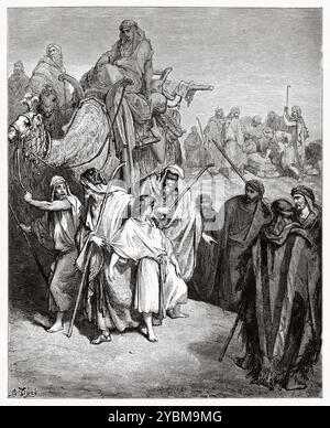 Joseph, Sohn von Jakob und Rachel, wird von seinen Brüdern in Ägypten in die Sklaverei verkauft. Altes Testament. Antike Bibelillustration von Gustave Dore (1832–1883) Stockfoto