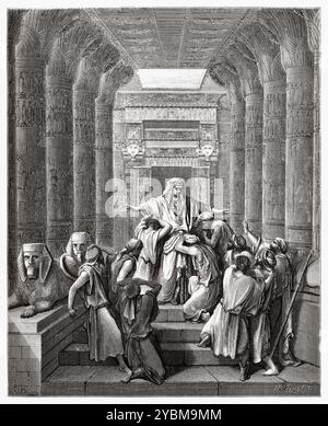 Joseph stellt sich seinen Brüdern vor. Ich bin Joseph, dein Bruder, den du nach Ägypten verkauft hast. Altes Testament. Antike Bibelillustration von Gustave Dore (1832–1883) Stockfoto